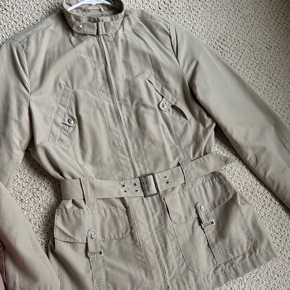 Sisley fitted khaki cargo Belted Jacket